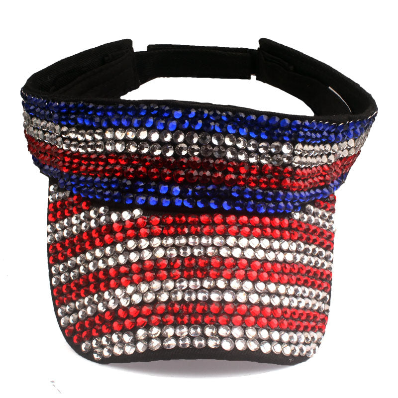 Red, White, and Blue Rhinestone Visor