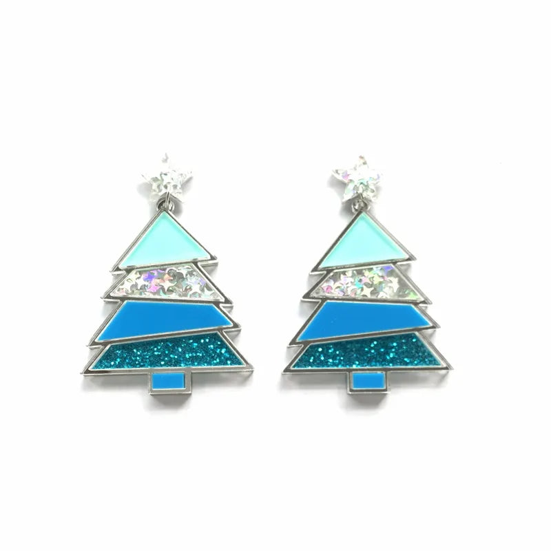 Whoville Inspired Colorful Abstract Christmas Tree Dangle Earrings