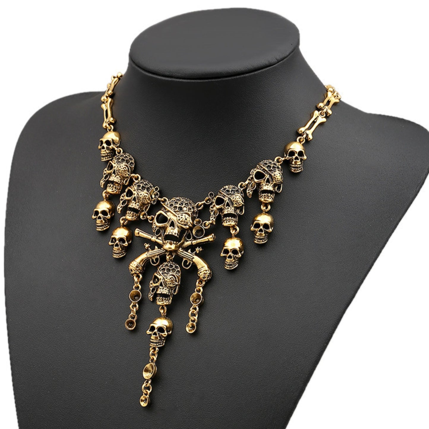 Pirate Skulls and Muskets Statement Necklace