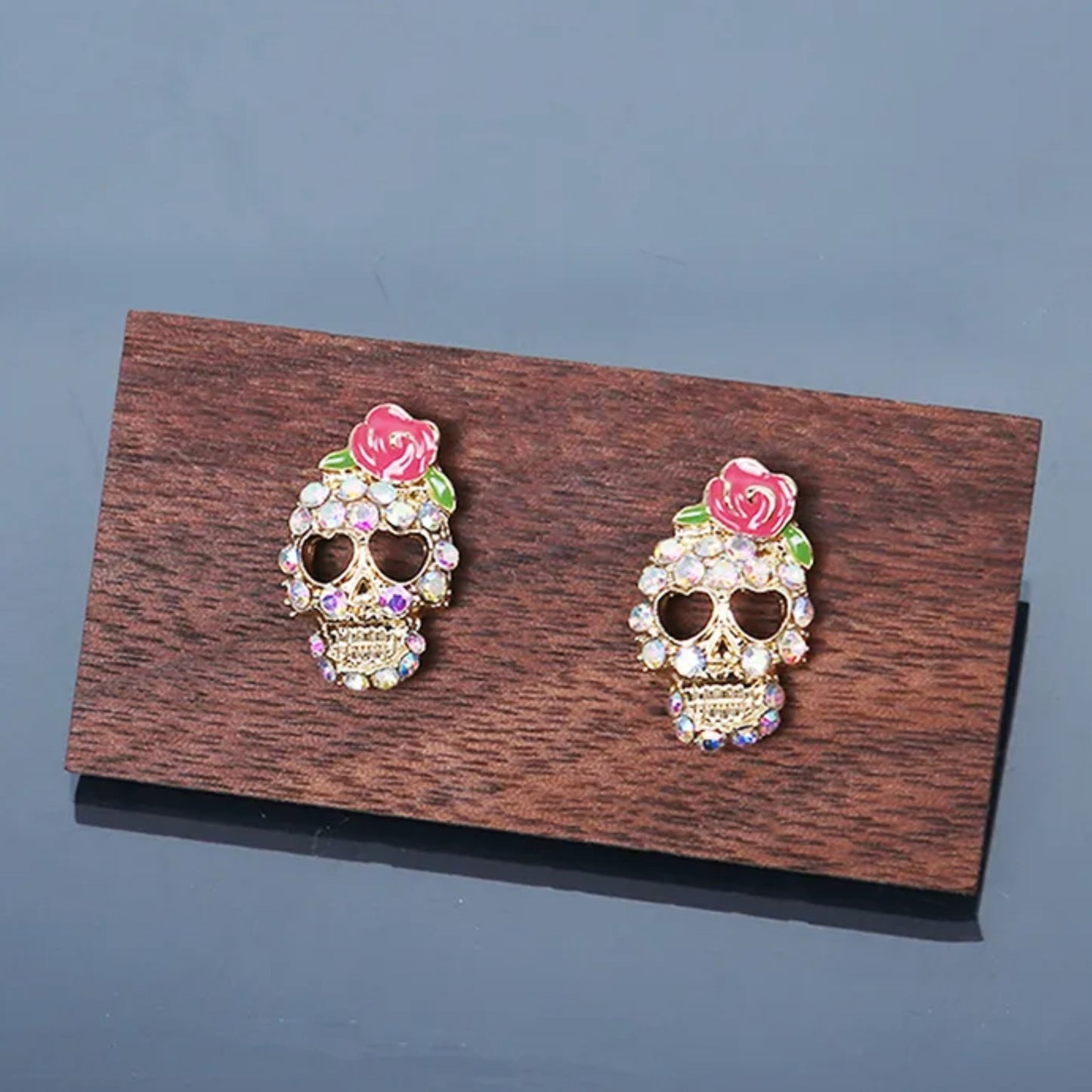 Vintage Style Sugar Skull Rhinestone Studs