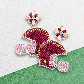 FSU Game Day Football Helmet Bejeweled Seed Bead Earrings Garnet and Gold