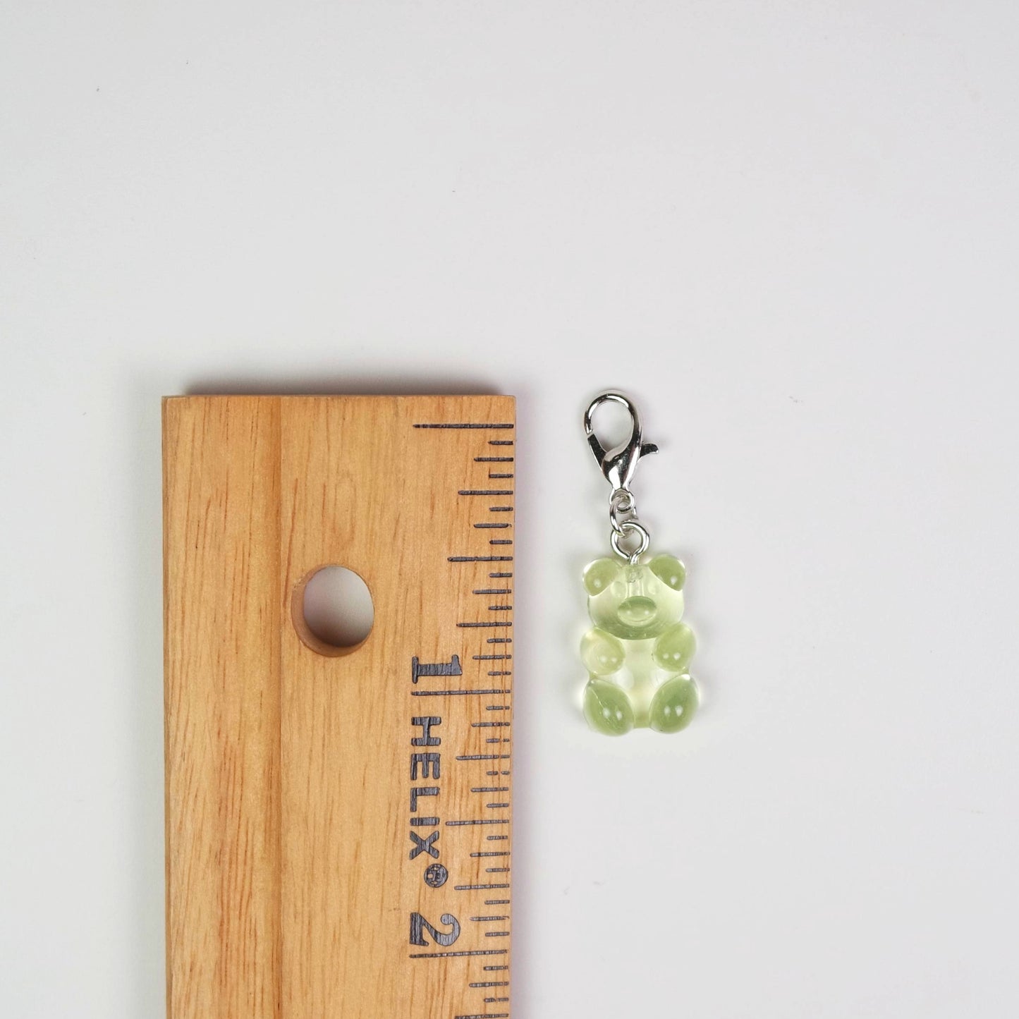 Green Gummy Bear Charm on Silver Clasp