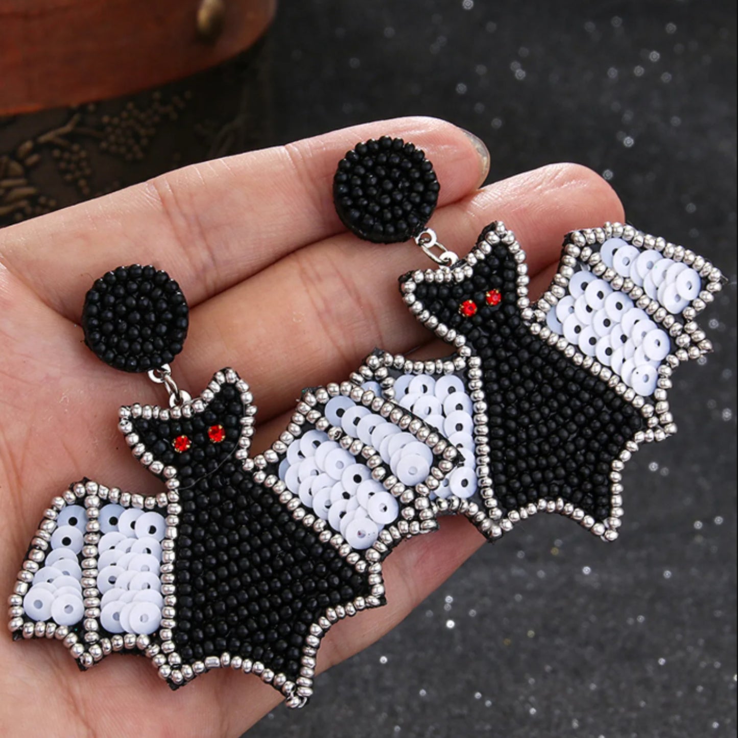 Halloween Theme Seed Bead Dangle Earrings