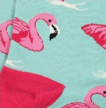 Tropical and Hot Pink Flamingos and Crystal Blue Water Pattern Crew Socks