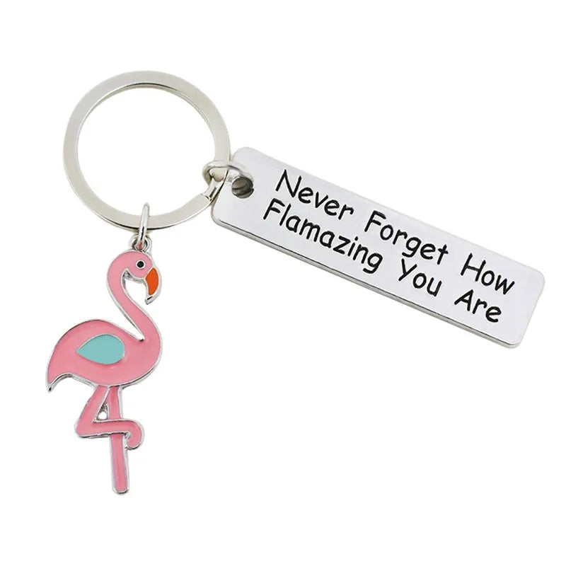 You Are Flamazing Pink Flamingo Sentiment Keychain