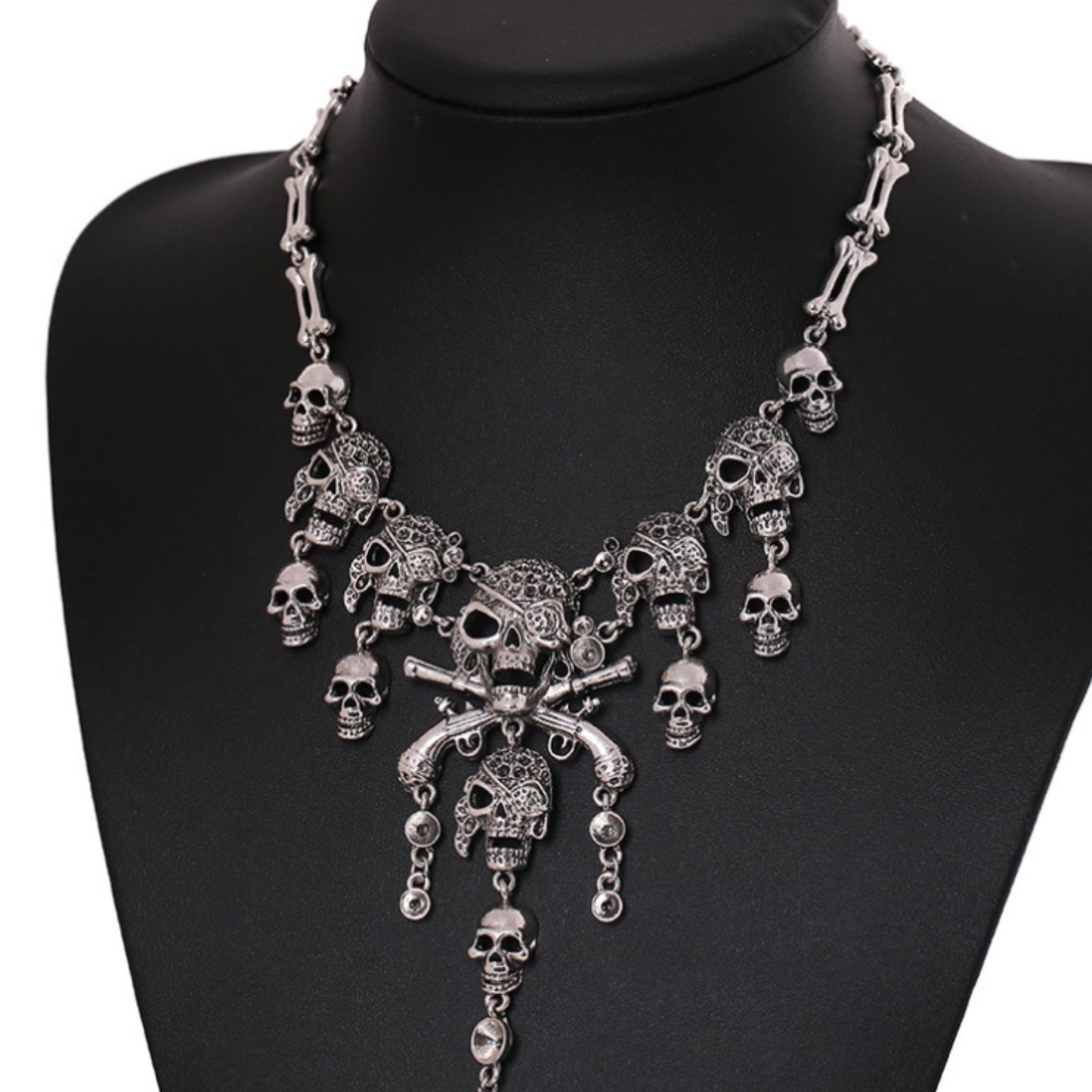 Pirate Skulls and Muskets Statement Necklace