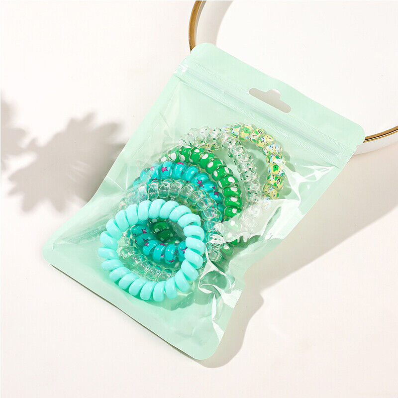 Candy Color Pattern 6-piece Tele Cord Hair Ties Set Ponytail Holder