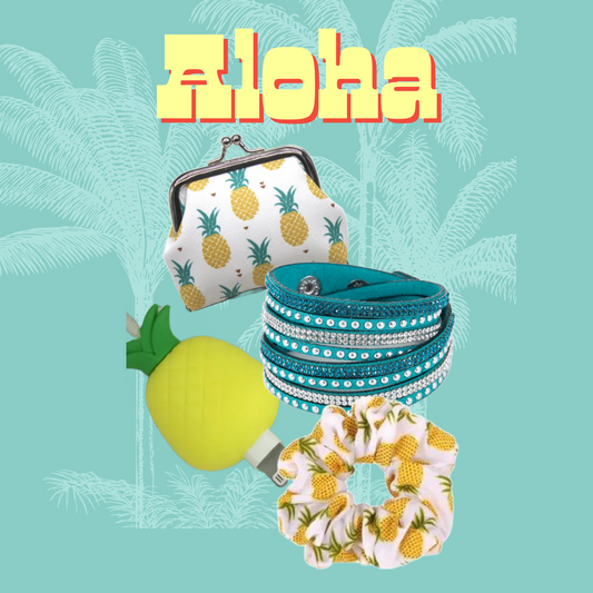 Mini Pre-Pack Pineapple Pick Me Up Bundle! Scrunchie, Bracelet, Mini-Purse & More!