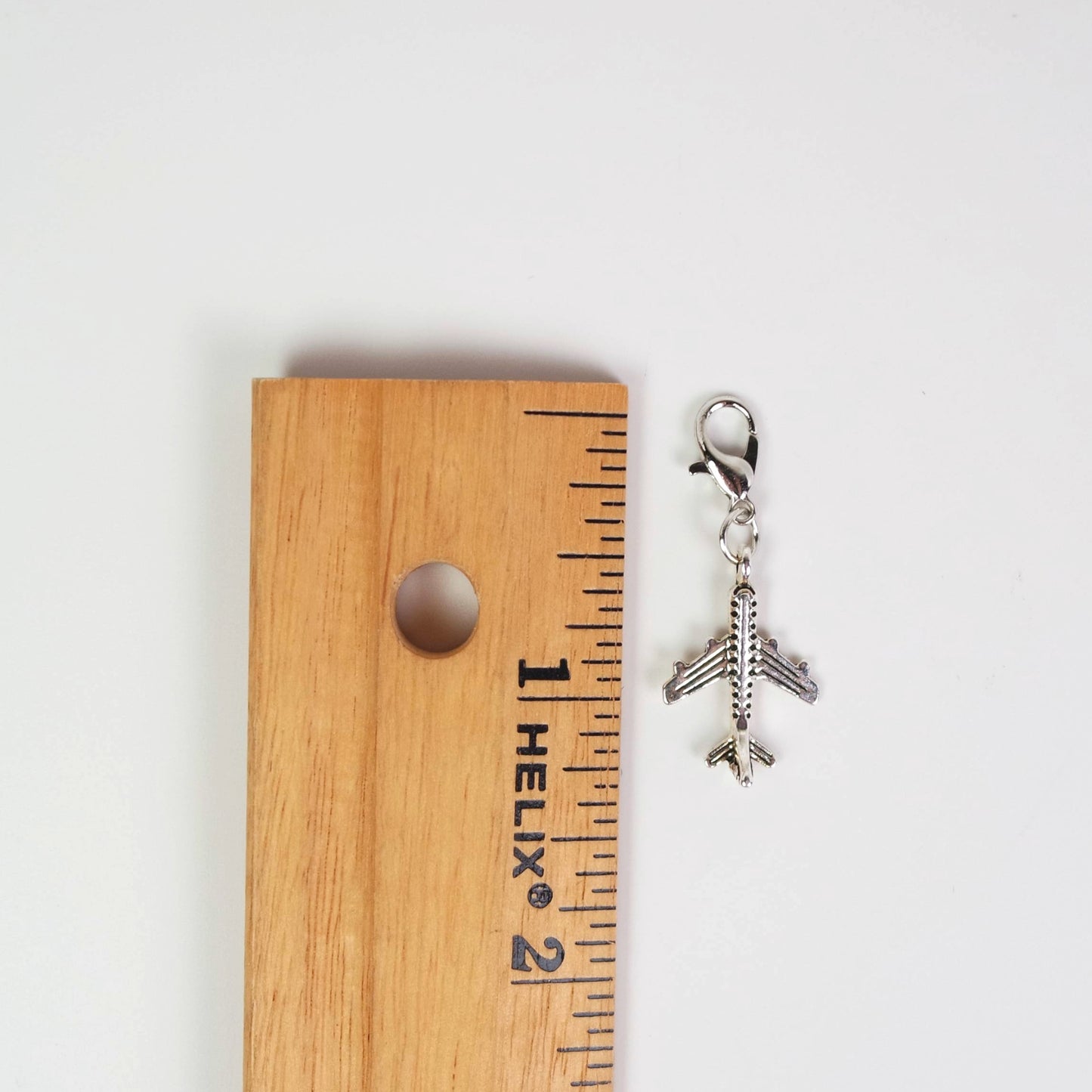Airplane Charm Double Sided Tibetan Silver Charm with Lobster Clasp