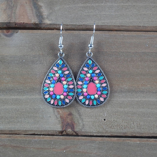 Western Cowgirl style drop earrings with native design