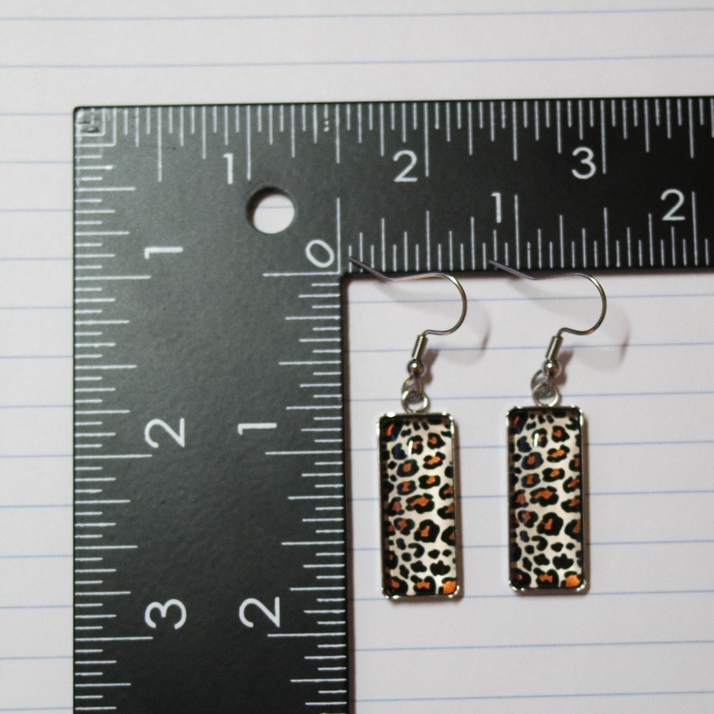 Leopard Print Rectangle Resin Drop Earrings