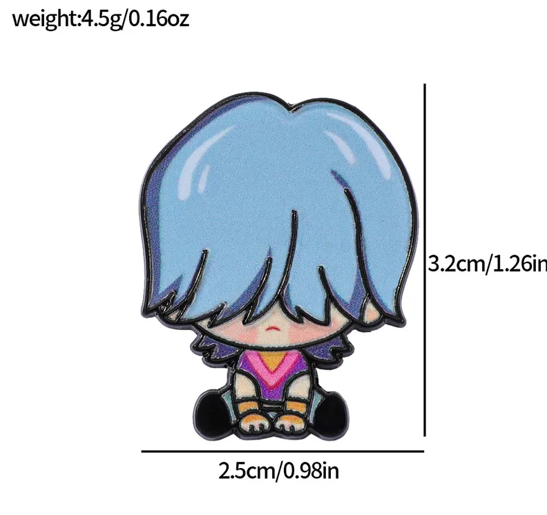 Small character Chibi Mystery Saja Boy and measurements on a white background