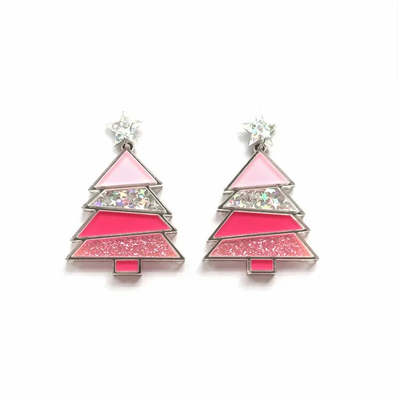 Whoville Inspired Colorful Abstract Christmas Tree Dangle Earrings