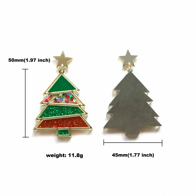 Whoville Inspired Colorful Abstract Christmas Tree Dangle Earrings