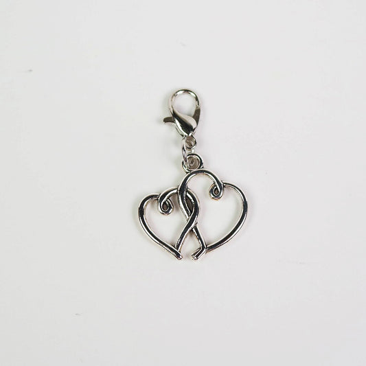 Silver heart charm on lobster clasp