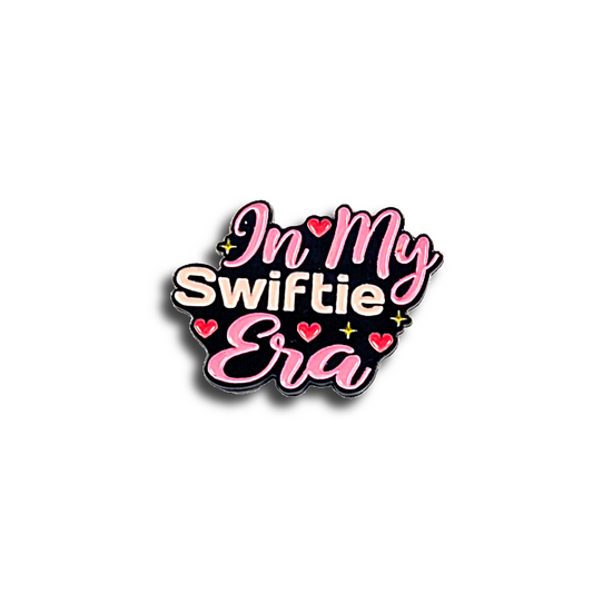 Lapel Pin with 'In My Swiftie Era' text on a white background