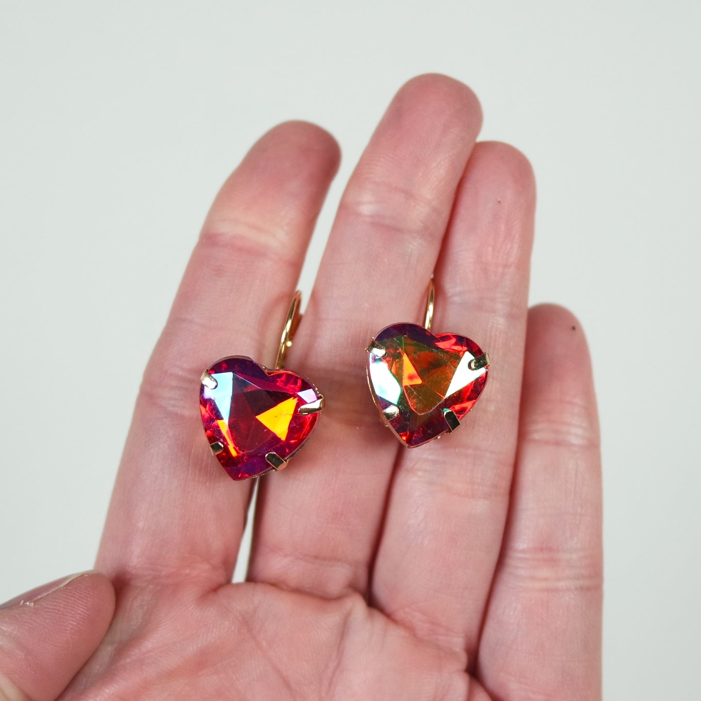 Big Heart Drop Earring Faceted Acrylic Super Lightweight Earrings