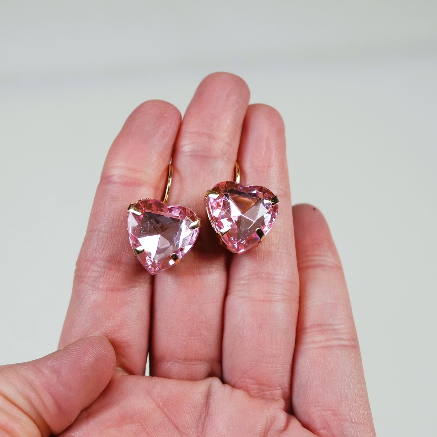 Big Heart Drop Earring Faceted Acrylic Super Lightweight Earrings