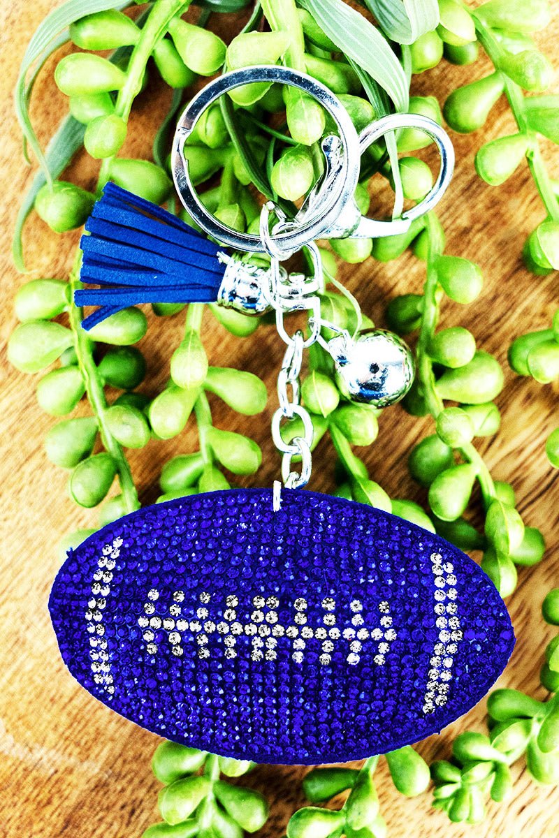 Game Day Crystal Tassel Football Keychain Kentucky Blue