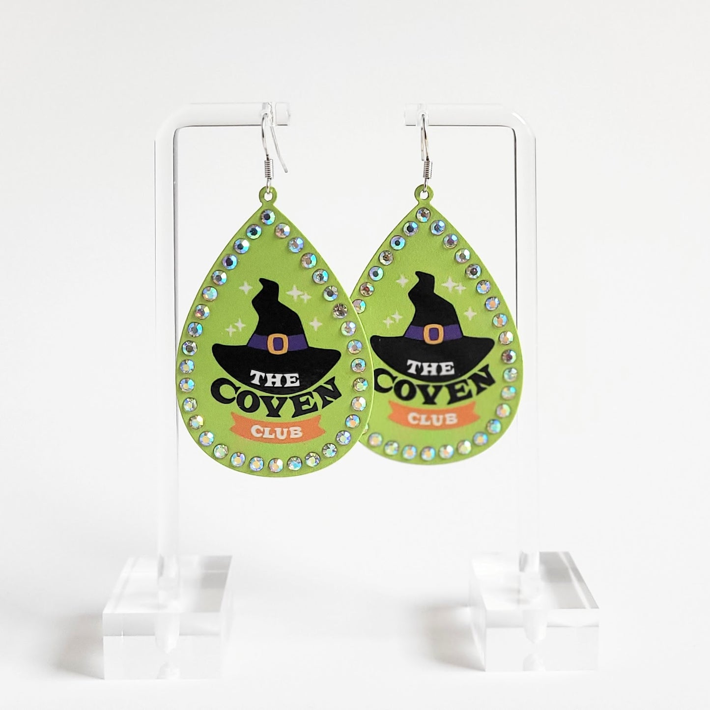 Halloween Witches Coven Club Sparkle Earring Green