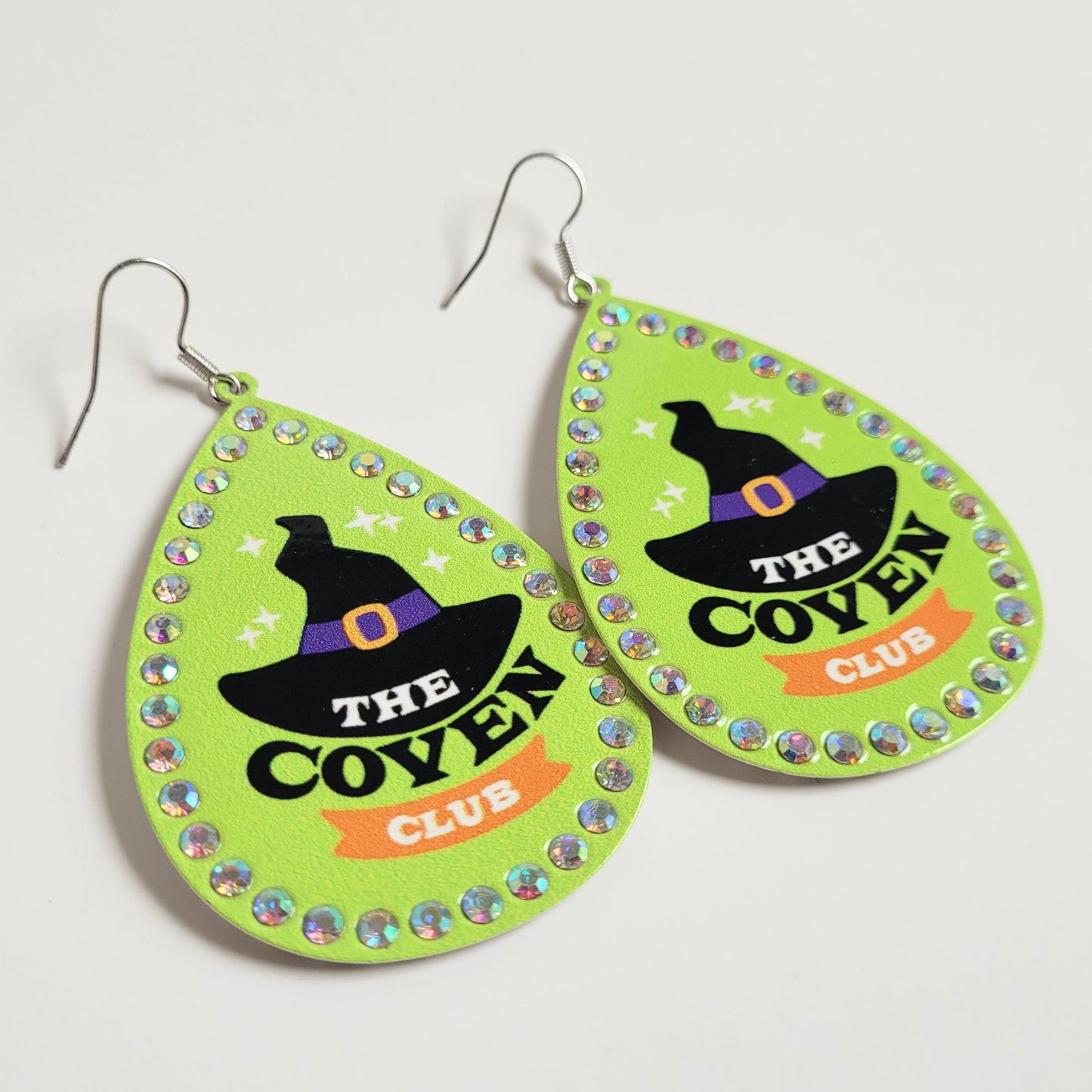 Halloween Witches Coven Club Sparkle Earring Green