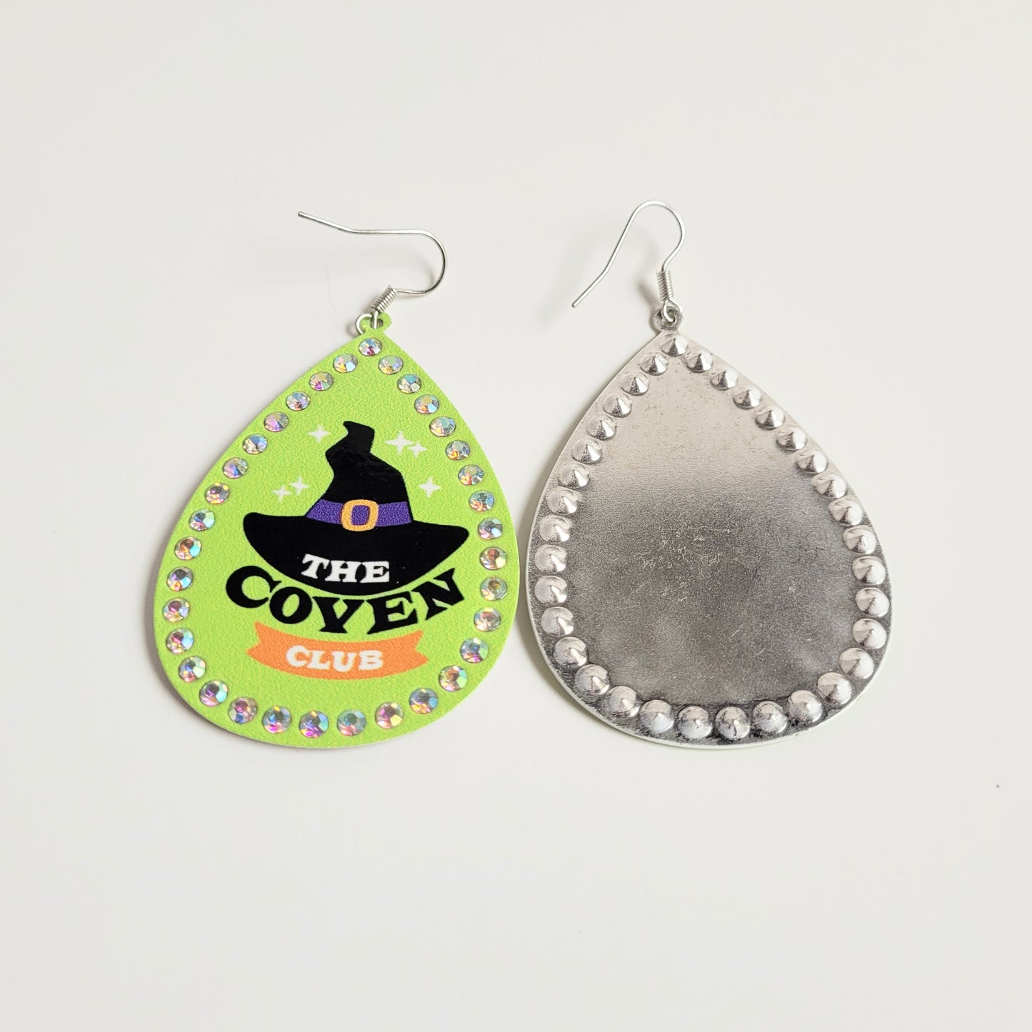 Halloween Witches Coven Club Sparkle Earring Green