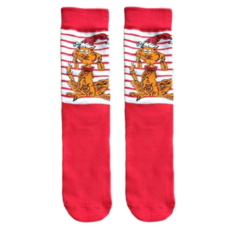 Max the Dog Grinch Sidekick Striped Novelty Socks Christmas Theme