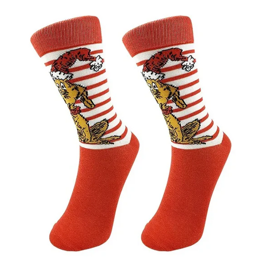 Max the Dog Grinch Sidekick Striped Novelty Socks Christmas Theme