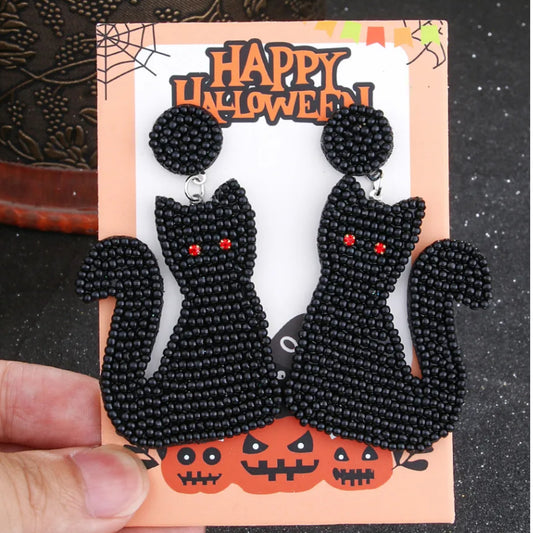 Halloween Theme Seed Bead Dangle Earrings