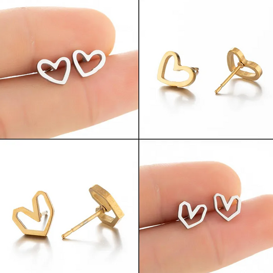 Heart Shape Ear Studs Non-Tarnish PVD coated