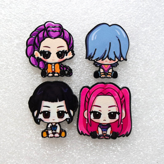 Big Hair Chibi Style K-Pop Demon Hunters - Characters- Embossed Enamel Pin