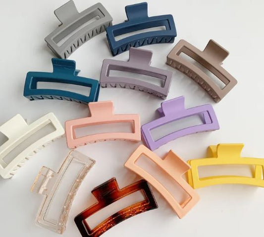 Jumbo Hair Clip Claw Style Solid Color Rectangle Window