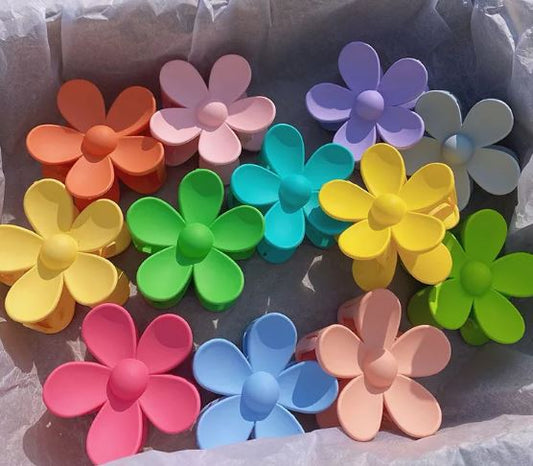 Large Flower Style Hair Claw Assorted Colors Resin