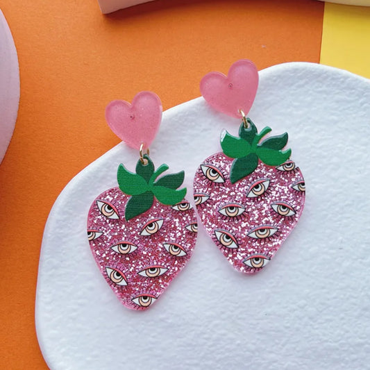 Pink Glitter Strawberries with Eyes!