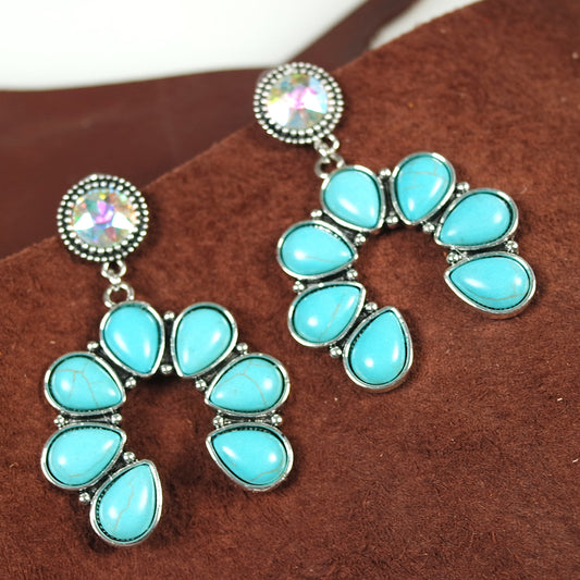 American West Squash Blossom Turquoise Earrings | Dangle