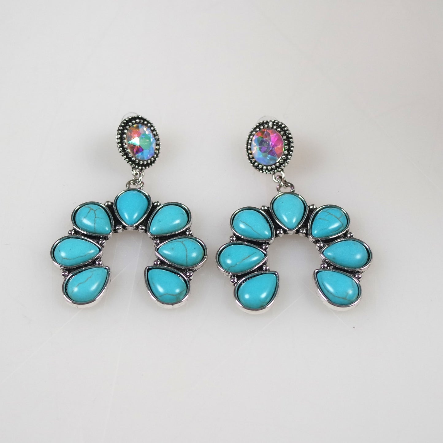 American West Squash Blossom Turquoise Earrings | Dangle