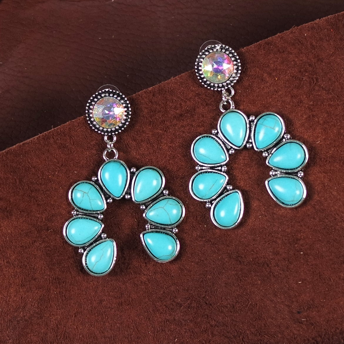 American West Squash Blossom Turquoise Earrings | Dangle