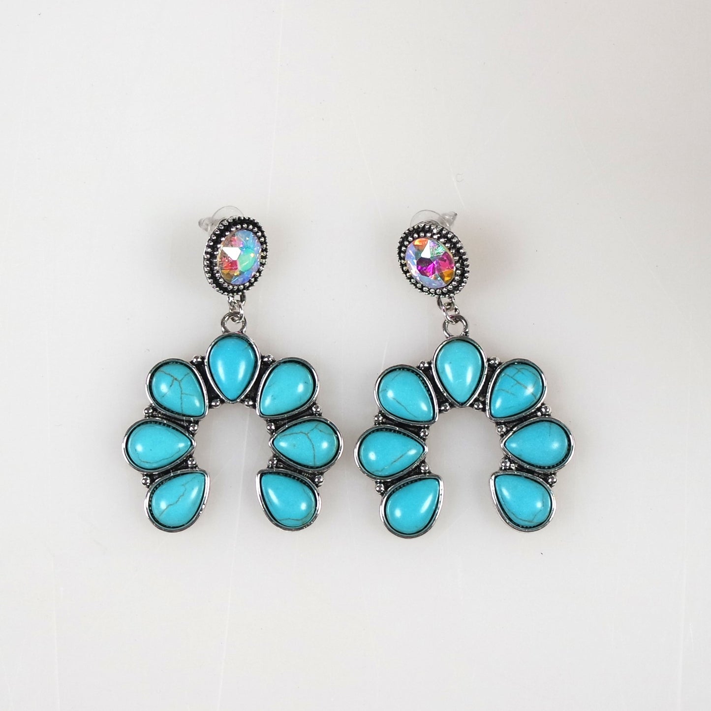American West Squash Blossom Turquoise Earrings | Dangle
